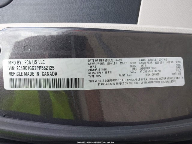 2023 Chrysler Pacifica Limited მანქანა იყიდება აუქციონზე, vin: 2C4RC1GG2PR582125, აუქციონის ნომერი: 45228065
