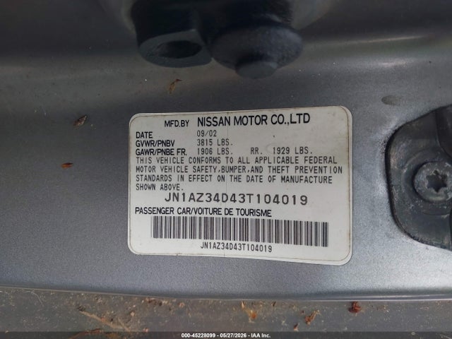 45228099 :رقم المزاد ، JN1AZ34D43T104019 vin ، 2003 Nissan 350z Touring مزاد بيع