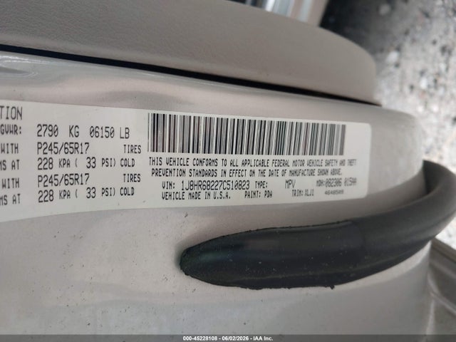 Aukcja sprzedaży 2007 Jeep Grand Cherokee Overland, vin: 1J8HR68227C510823, numer aukcji: 45228108