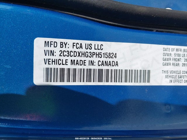 2C3CDXHG3PH515824 Dodge CHARGER GT