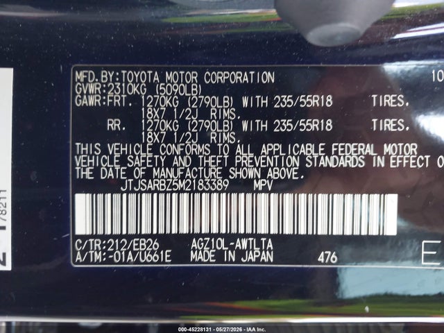 Aukcja sprzedaży 2021 Lexus Nx 300 F Sport, vin: JTJSARBZ5M2183389, numer aukcji: 45228131