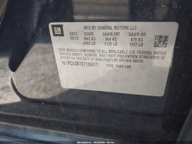 Aukcja sprzedaży 2014 Chevrolet Cruze 1lt Auto, vin: 1G1PC5SB7E7189917, numer aukcji: 45228143
