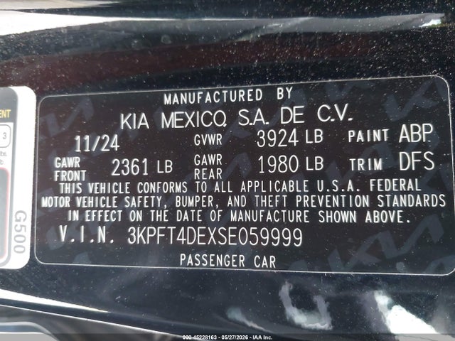 Продаж на аукціоні авто 2025 Kia K4 Lxs, vin: 3KPFT4DEXSE059999, номер лоту: 45228163