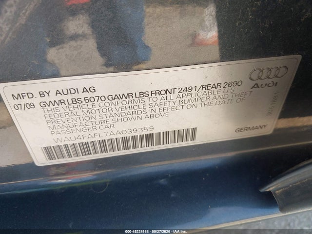 Продажа на аукционе авто 2010 Audi A4 2.0t Premium, vin: WAU4FAFL7AA039359, номер лота: 45228168