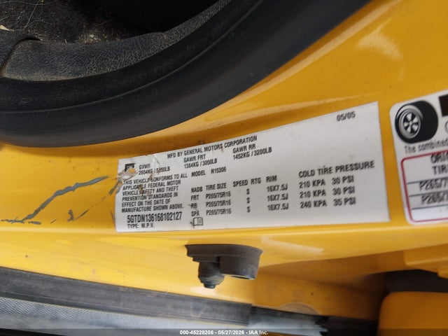 45228206 :رقم المزاد ، 5GTDN136168102127 vin ، 2006 Hummer H3 Suv مزاد بيع