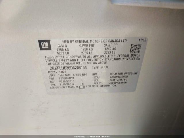 Продажа на аукционе авто 2013 Gmc Terrain Slt-1, vin: 2GKFLUE36D6208154, номер лота: 45228211