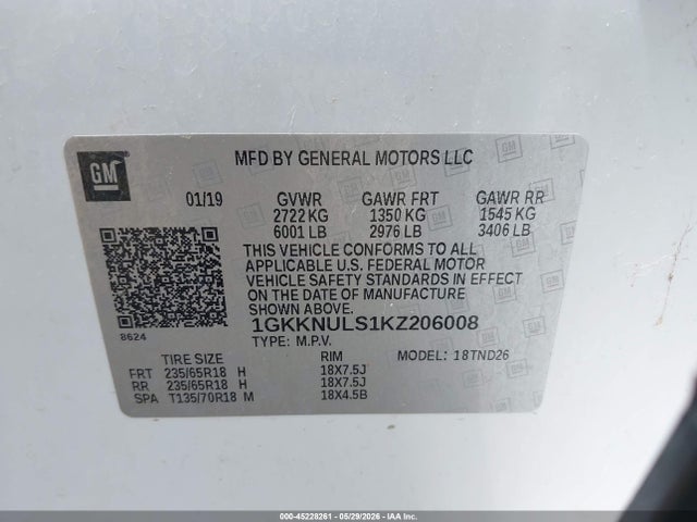 1GKKNULS1KZ206008 GMC Acadia Slt-1