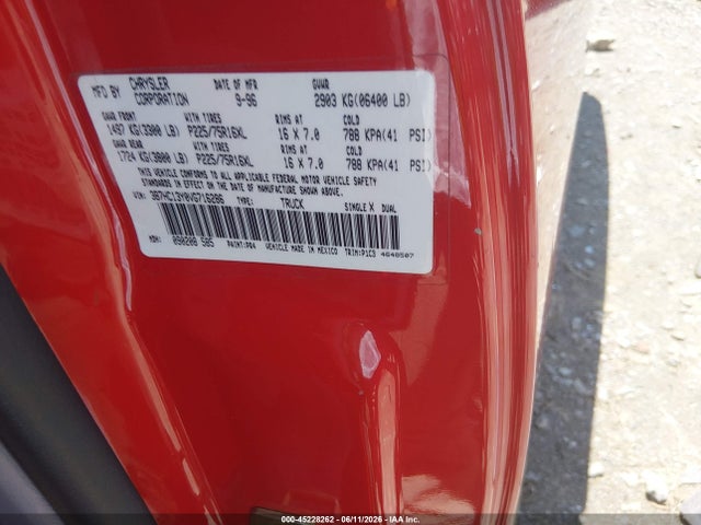 Продаж на аукціоні авто 1997 Dodge Ram 1500 St, vin: 3B7HC13Y0VG716286, номер лоту: 45228262
