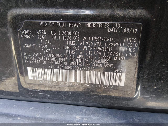 Продажа на аукционе авто 2011 Subaru Outback 2.5i Limited, vin: 4S4BRBKC3B3344369, номер лота: 45228276