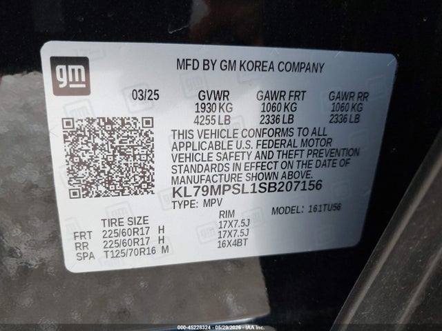KL79MPSL1SB207156 Chevrolet Trailblazer Fwd Lt