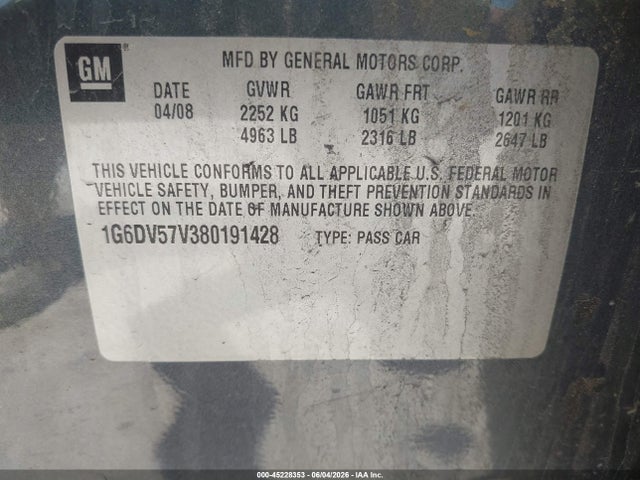 Продажа на аукционе авто 2008 Cadillac Cts Standard, vin: 1G6DV57V380191428, номер лота: 45228353