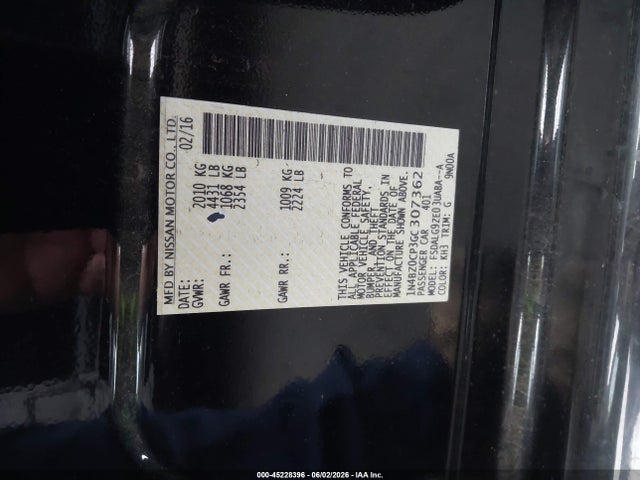 Aukcja sprzedaży 2016 Nissan Leaf Sl, vin: 1N4BZ0CP3GC307362, numer aukcji: 45228396