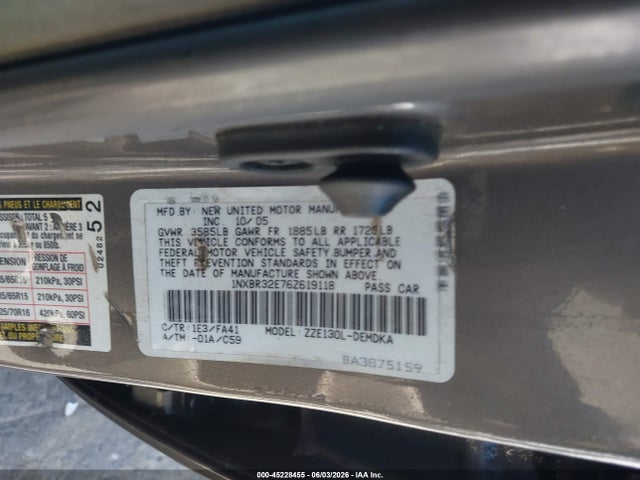 Aukcja sprzedaży 2006 Toyota Corolla Ce, vin: 1NXBR32E76Z619118, numer aukcji: 45228455