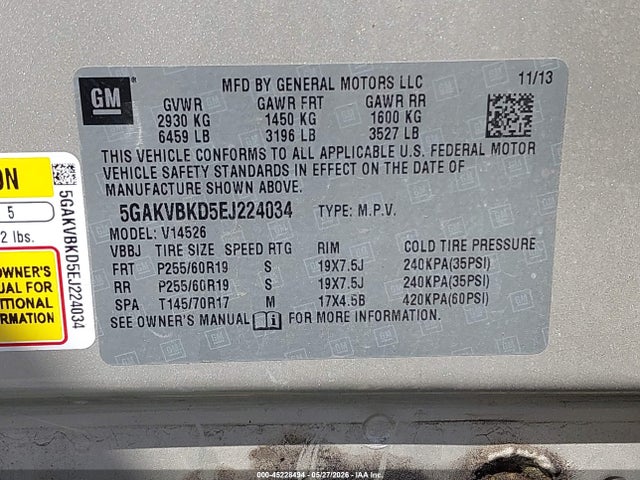 5GAKVBKD5EJ224034 Buick Enclave Leather
