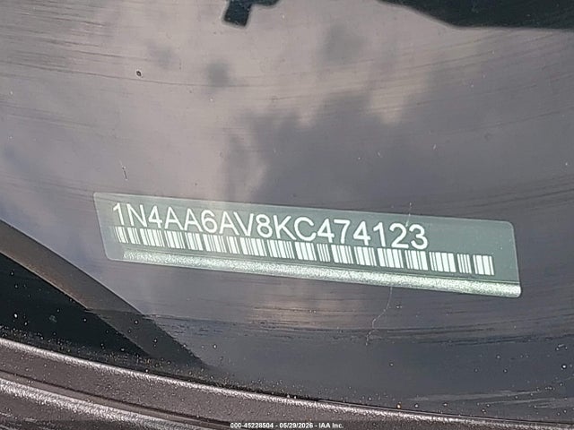 1N4AA6AV8KC474123 Nissan Maxima 3.5 Platinum/3.5 S/3.5 Sl/3.5 Sr/3.5 Sv