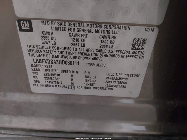 Продажа на аукционе авто 2017 Buick Envision Essence, vin: LRBFXDSA3HD080111, номер лота: 45228512
