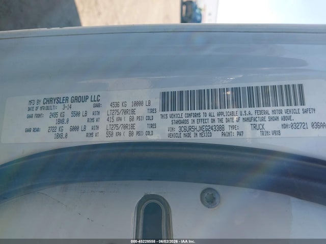 Продаж на аукціоні авто 2014 Ram 2500 Tradesman, vin: 3C6UR5HJXEG243388, номер лоту: 45228558