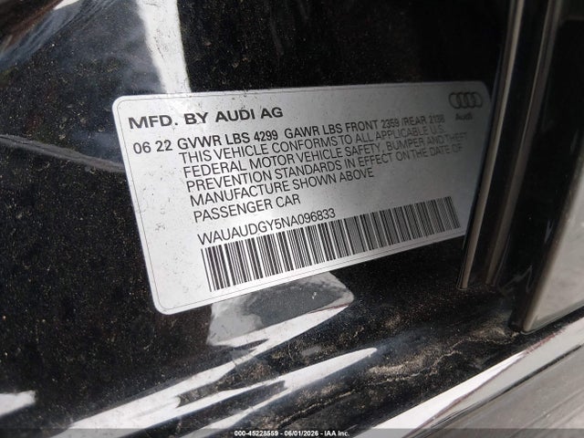 WAUAUDGY5NA096833 Audi A3 Premium 40 Tfsi Front-wheel Drive S Tronic