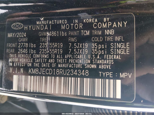 45228632 :رقم المزاد ، KM8JECD18RU234348 vin ، 2024 Hyundai Tucson Hybrid Limited مزاد بيع