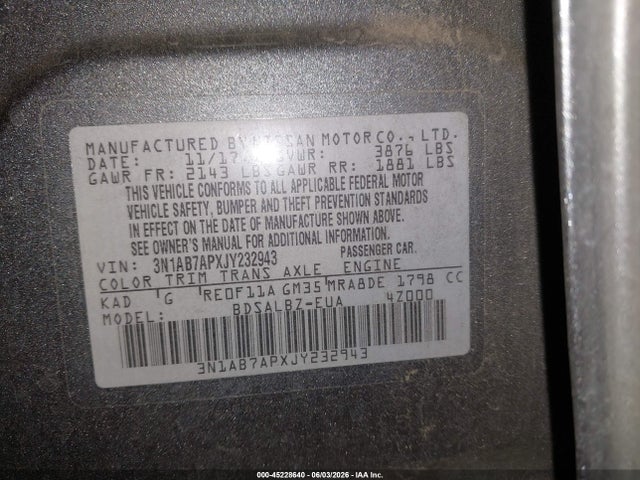 Nissan SENTRA S 2018 3N1AB7APXJY232943 Image 9
