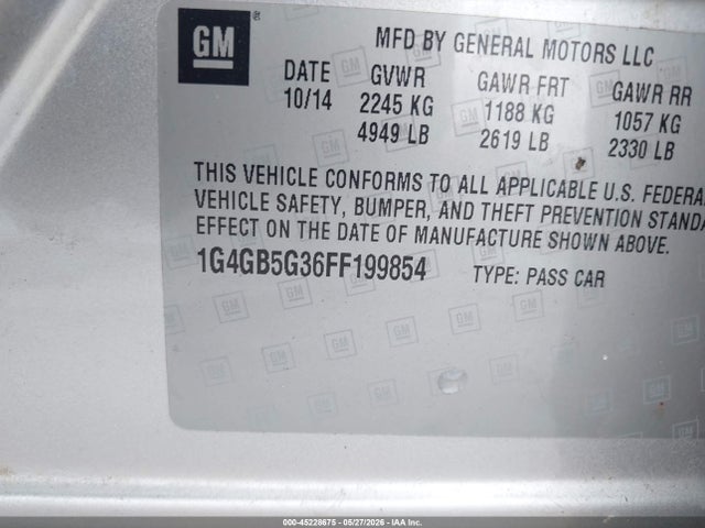 Продажа на аукционе авто 2015 Buick Lacrosse Leather, vin: 1G4GB5G36FF199854, номер лота: 45228675