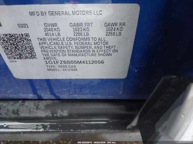 1G1FZ6S05M4112056 Chevrolet Bolt Ev Fwd Premier