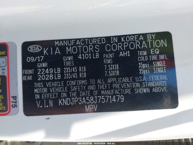 KIA SOUL + 2018 KNDJP3A58J7571479 Image 9