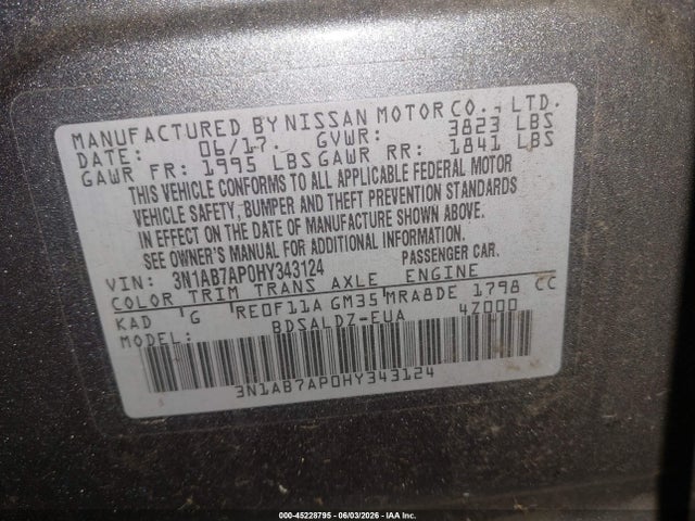 Nissan SENTRA SV 2017 3N1AB7AP0HY343124 Image 9
