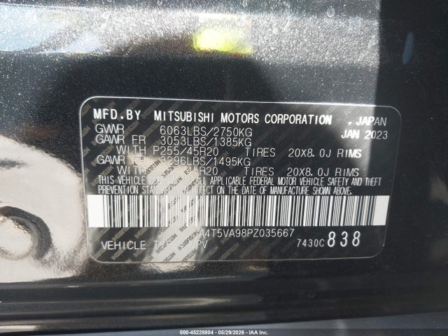 Aukcja sprzedaży 2023 Mitsubishi Outlander Phev 40th Anniversary S-awc, vin: JA4T5VA98PZ035667, numer aukcji: 45228804