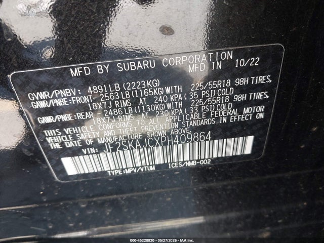 Subaru Forester Sport 2023 JF2SKAJCXPH409864 Image 9