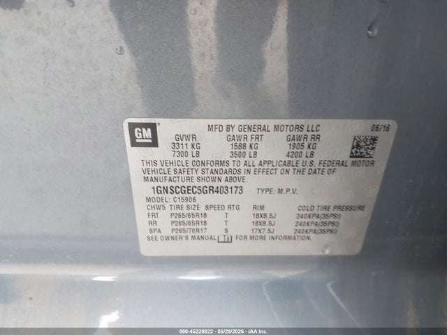 Chevrolet Suburban Ls 2016 1GNSCGEC5GR403173 Image 9