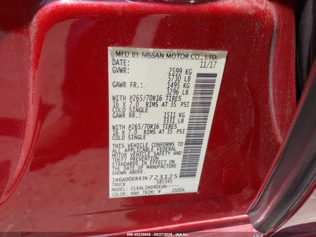 Продаж на аукціоні авто 2018 Nissan Frontier S, vin: 1N6AD0ER4JN723125, номер лоту: 45228859