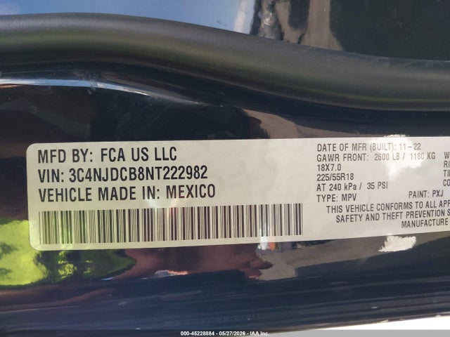 Aukcja sprzedaży 2022 Jeep Compass Limited 4x4, vin: 3C4NJDCB8NT222982, numer aukcji: 45228884