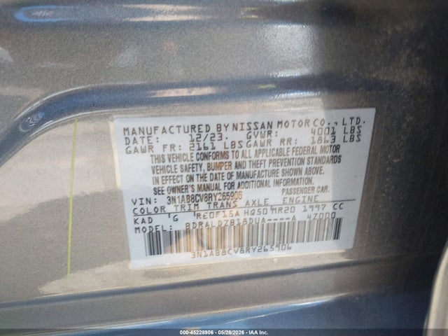 Aukcja sprzedaży 2024 Nissan Sentra Sv Xtronic Cvt, vin: 3N1AB8CV8RY265906, numer aukcji: 45228906