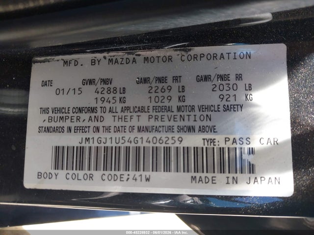 JM1GJ1U54G1406259 Mazda Mazda6 I Sport