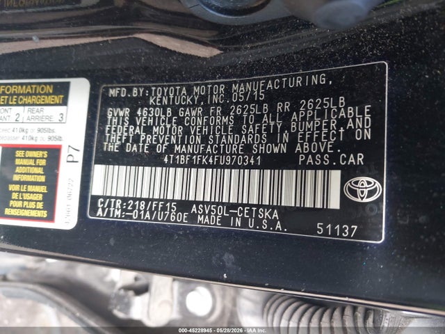 Продаж на аукціоні авто 2015 Toyota Camry Se, vin: 4T1BF1FK4FU970341, номер лоту: 45228945