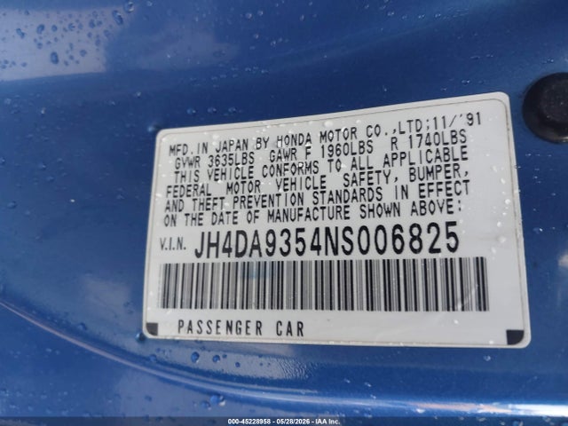 Aukcja sprzedaży 1992 Acura Integra Ls, vin: JH4DA9354NS006825, numer aukcji: 45228958