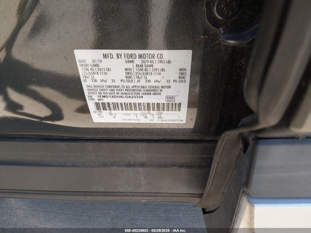 Ford EXPLORER XLT 2020 1FMSK8DH8LGA23339 Image 9