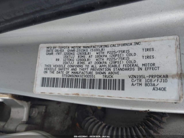 Aukcja sprzedaży 2003 Toyota Tacoma Prerunner V6, vin: 5TEGN92NX3Z300551, numer aukcji: 45229041