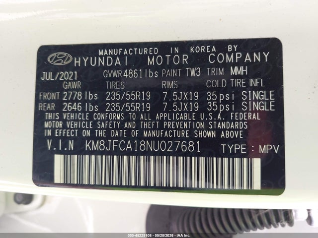 Продаж на аукціоні авто 2022 Hyundai Tucson Hybrid Sel Convenience, vin: KM8JFCA18NU027681, номер лоту: 45229108