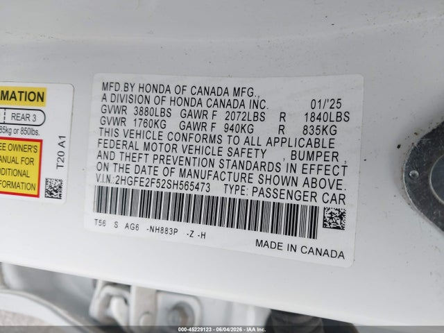 2HGFE2F52SH565473 Honda Civic Sport
