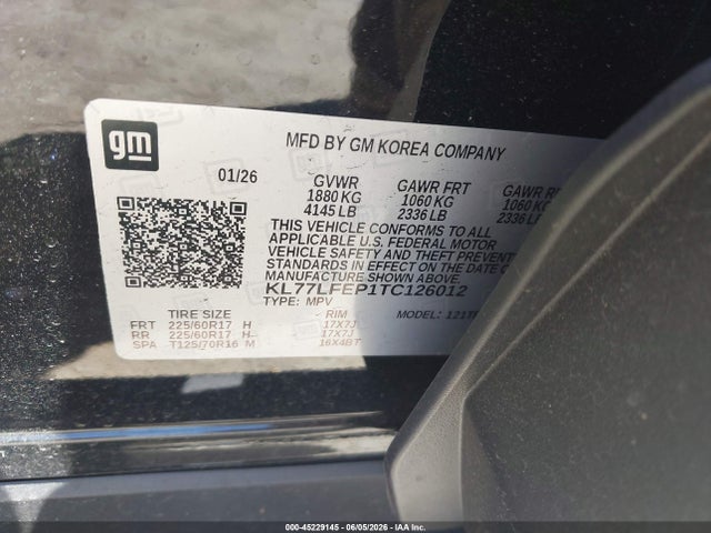 KL77LFEP1TC126012 Chevrolet Trax Fwd Ls