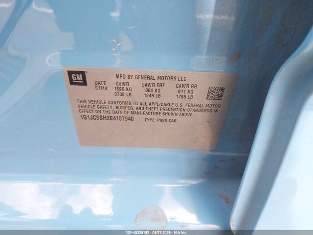 Chevrolet Sonic Lt Auto 2014 1G1JC5SH2E4157940 Image 9
