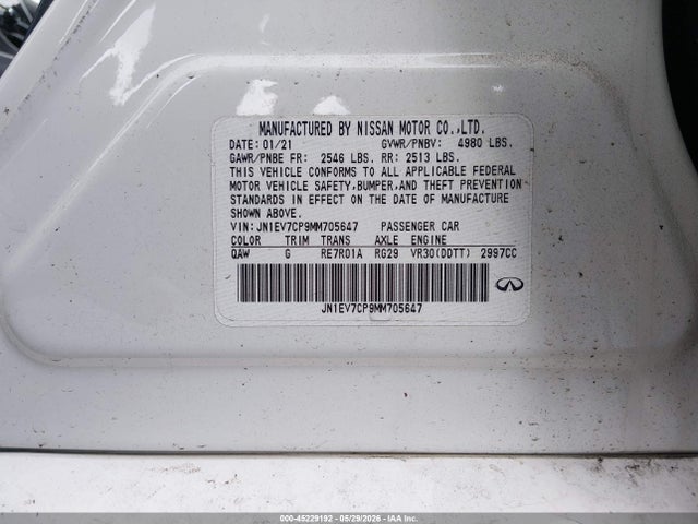 Продаж на аукціоні авто 2021 Infiniti Q50 Sensory, vin: JN1EV7CP9MM705647, номер лоту: 45229192