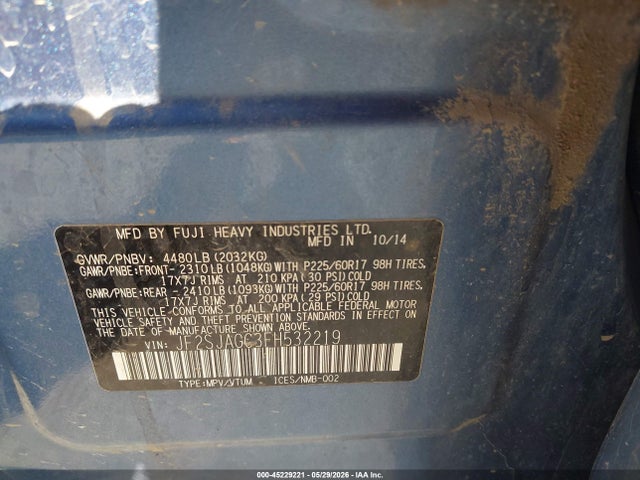 Subaru Forester 2.5i Premium 2015 JF2SJAGC3FH532219 Image 9