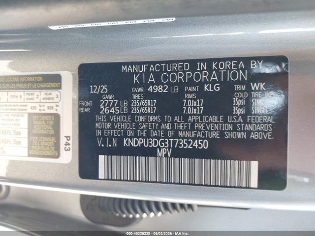 KNDPU3DG3T7352450 KIA Sportage Hybrid Lx