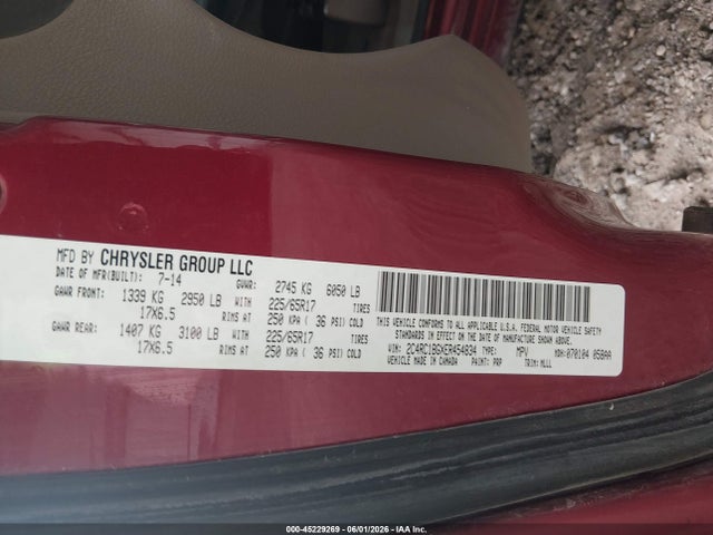 Продаж на аукціоні авто 2014 Chrysler Town & Country Touring, vin: 2C4RC1BGXER454834, номер лоту: 45229269