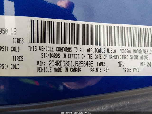 Dodge Grand Caravan Se 2018 2C4RDGBG1JR296409 Image 9