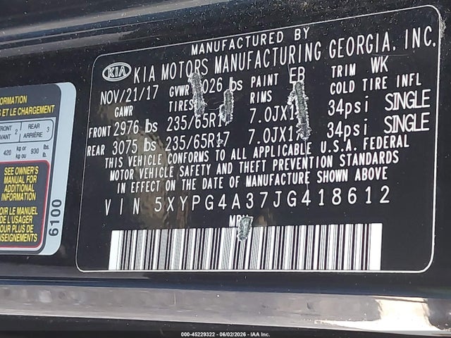 Продаж на аукціоні авто 2018 Kia Sorento 2.4l L, vin: 5XYPG4A37JG418612, номер лоту: 45229322