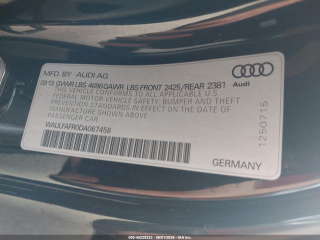 Aukcja sprzedaży 2013 Audi A5 2.0t Premium, vin: WAULFAFR0DA067458, numer aukcji: 45229323
